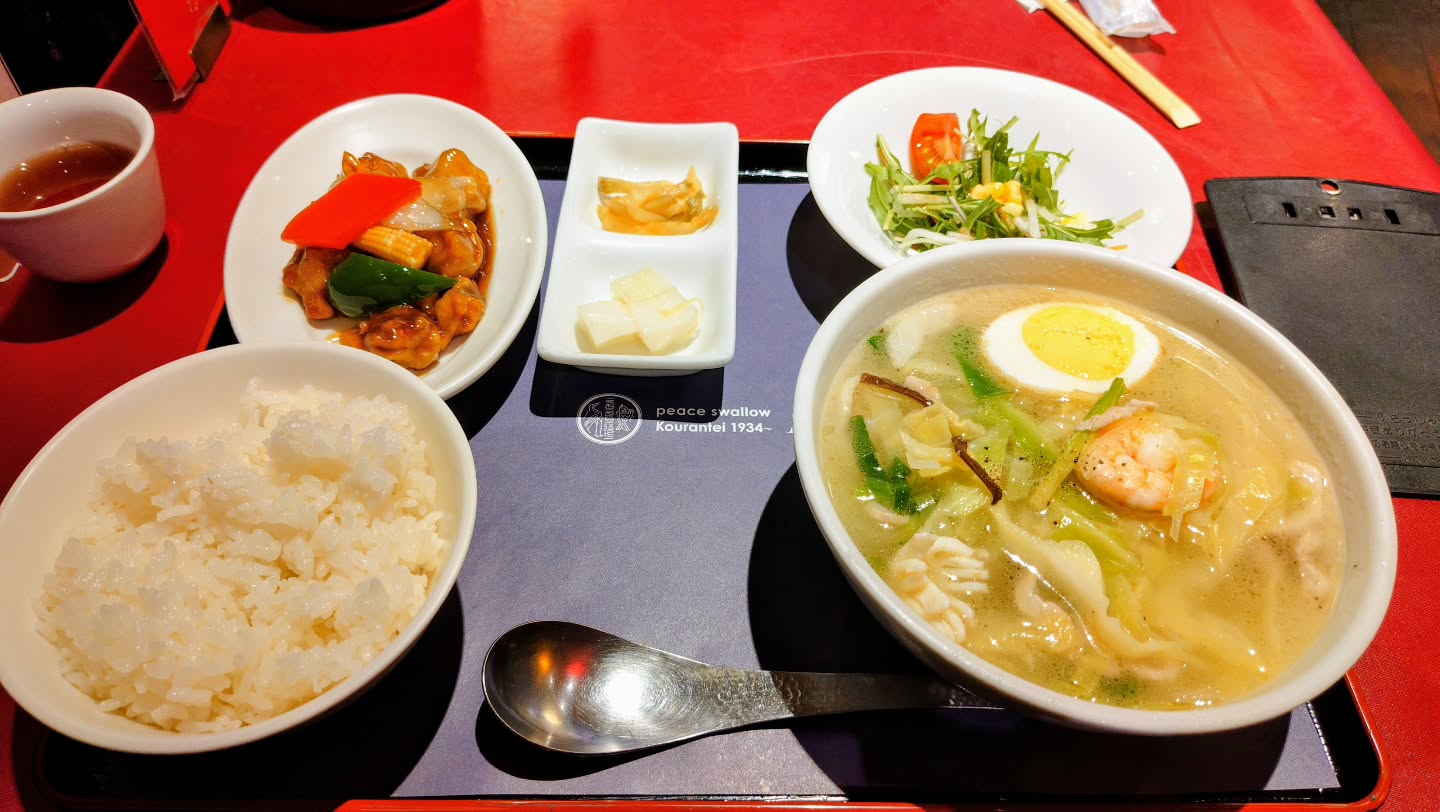 2026.3.6 中華定食＠紅蘭亭熊本の太平燕が食べたくなって行ってきた。帰りに、隣のSWISSでプティマロンを買った。