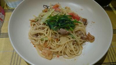 博多アスパラガスとサルシッチャのペペロンチーノ